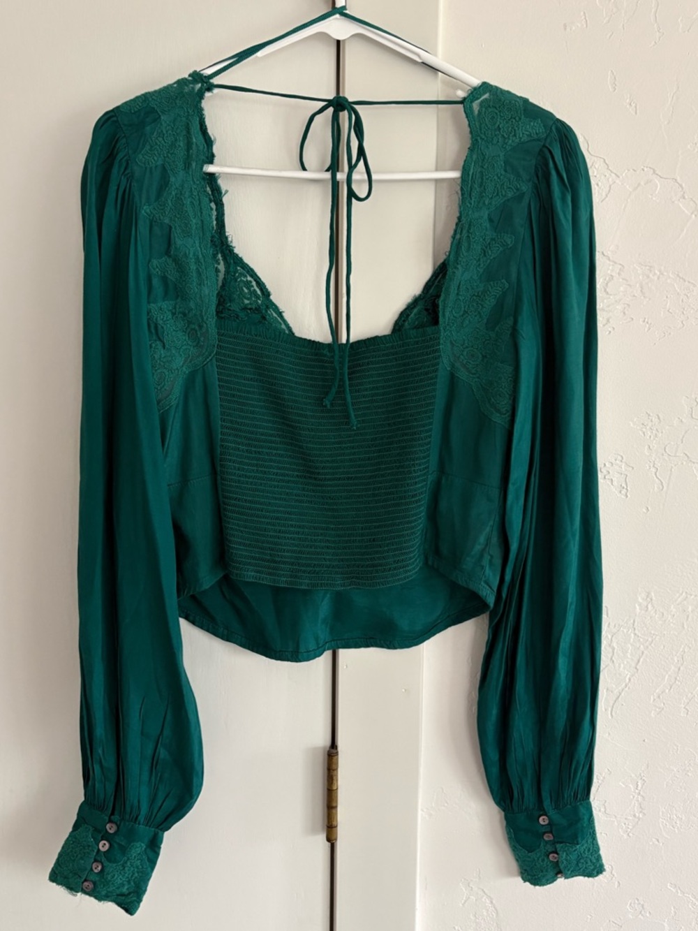 FREE PEOPLE Janelle Lace Top in Green Balsam - Picture 3 of 13